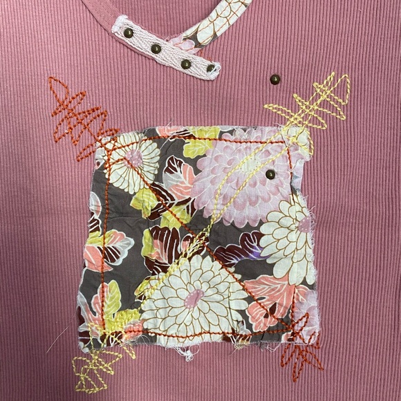 SOLD    Buffalo • Blush Pink Ribbed Patchwork Tee - Picture 4 of 11